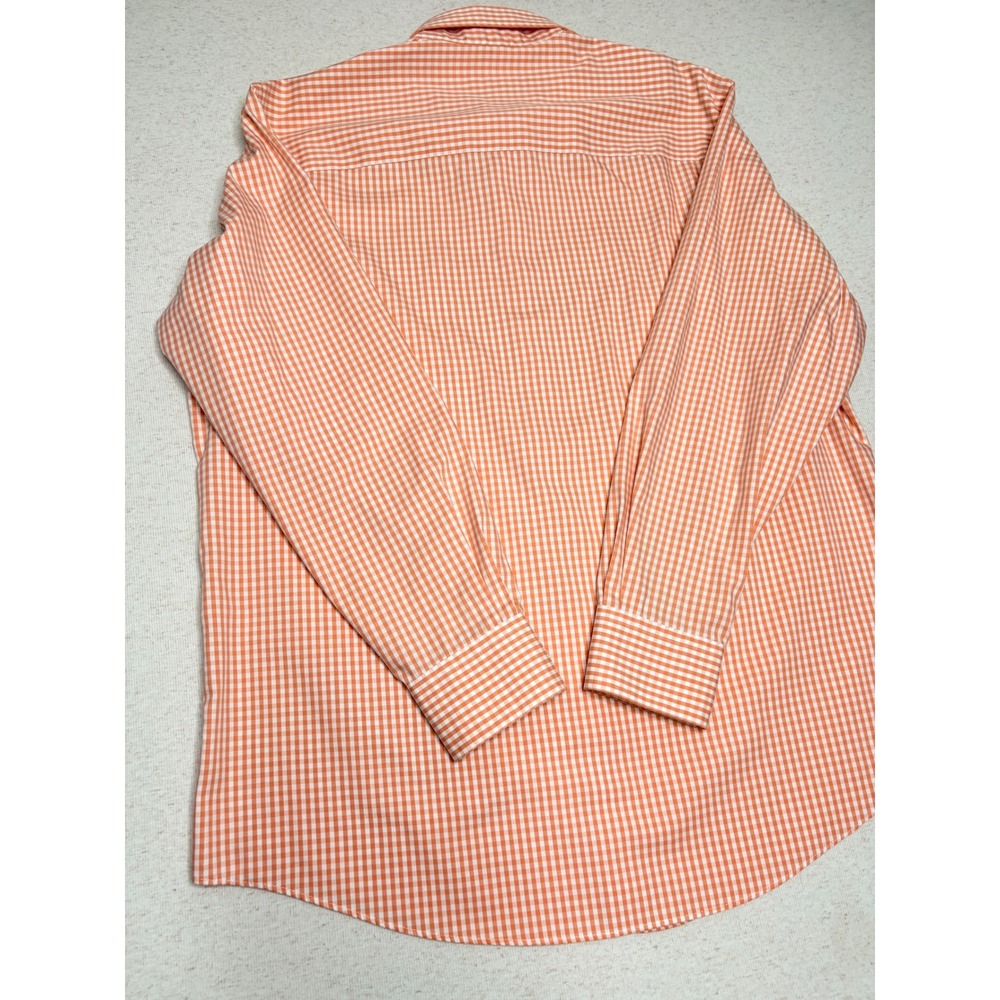 Kenneth Cole Reaction Mens Orange‎ Gingham Button Down Shirt L 16-16.5 34-35 - Picture 7 of 8